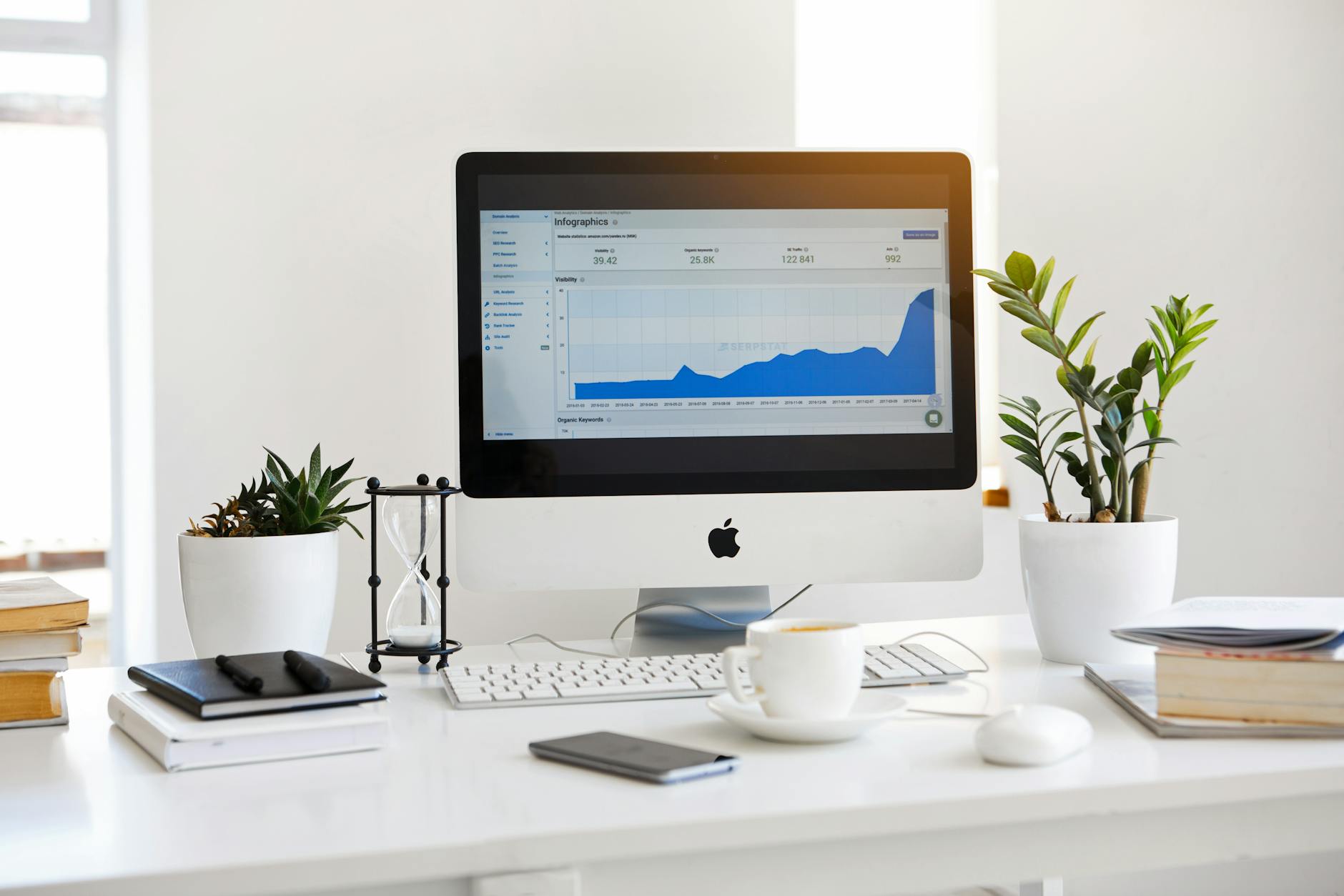 Photo by Serpstat on <a href="https://www.pexels.com/photo/silver-imac-displaying-line-graph-placed-on-desk-572056/" rel="nofollow">Pexels.com</a>